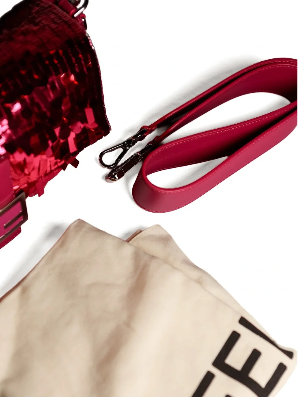 Fendi Fuscia Sequin Baguette Shoulder Bag Vintage Sex and the City